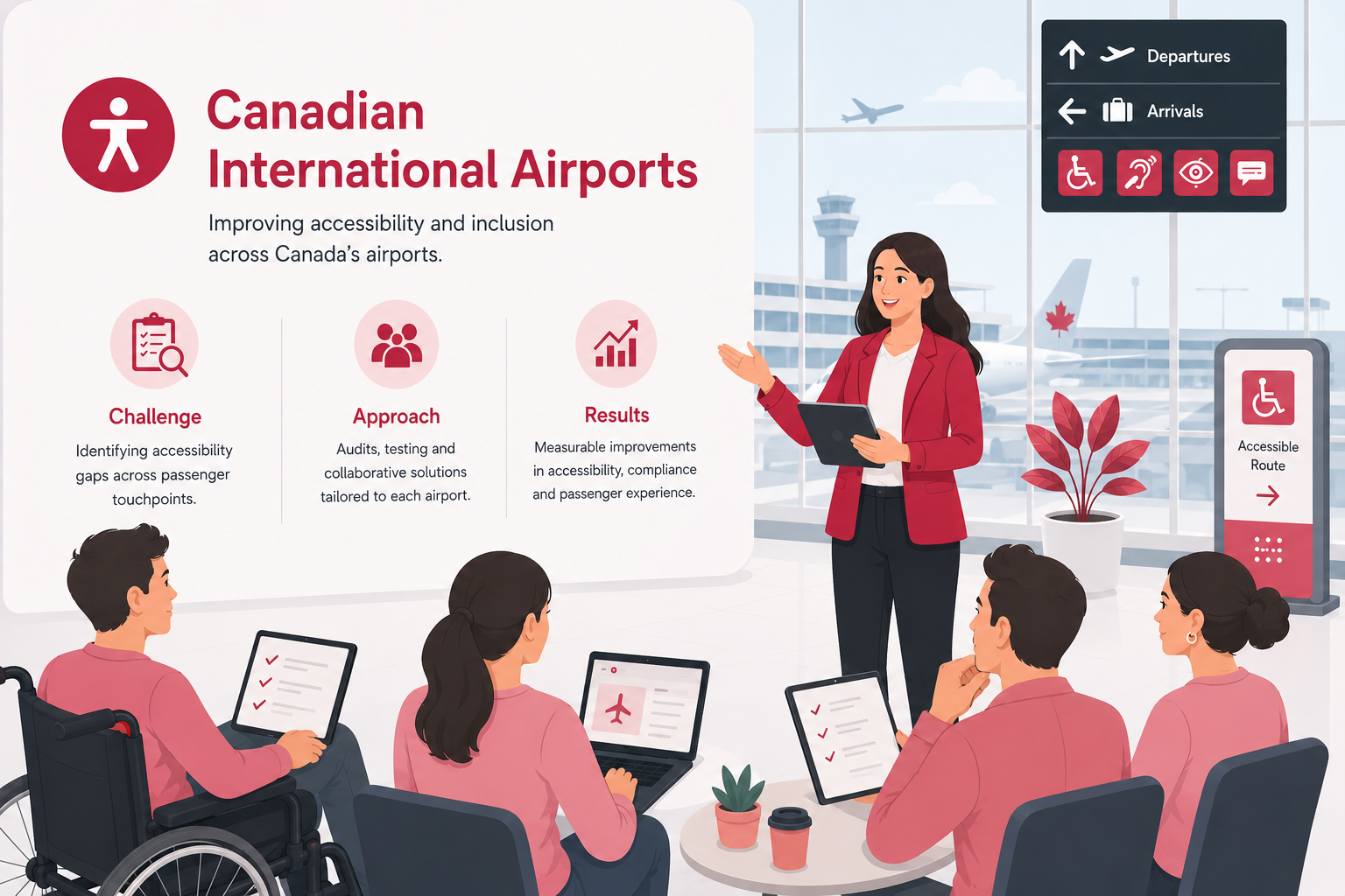 Canadian International Airports accessibility case study presentation focused on inclusive airport experiences, accessibility improvements, and passenger accessibility solutions across Canada.